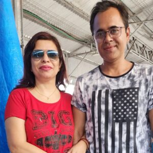 With husband